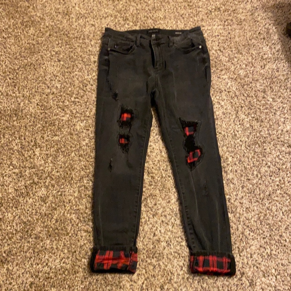 Judy blue black skinnies( red Buffalo plaid) NWOT
